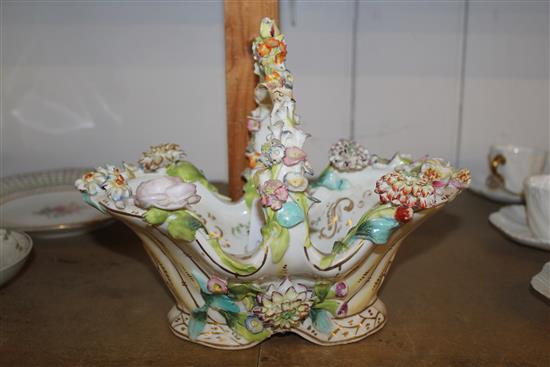 Coalport Coalbrookdale flower encrusted basket, c.1840, 21.5cm